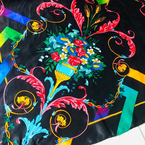 100% Silk Square Scarf Colorful Head Scarves 34x34 - Picture 3 of 8